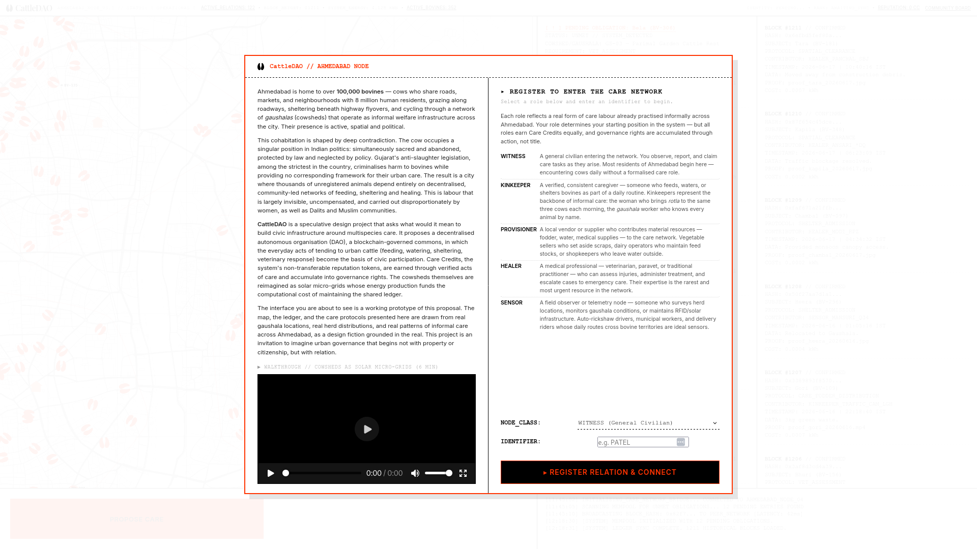 Second CattleDAO // Ahmedabad Node interface view.