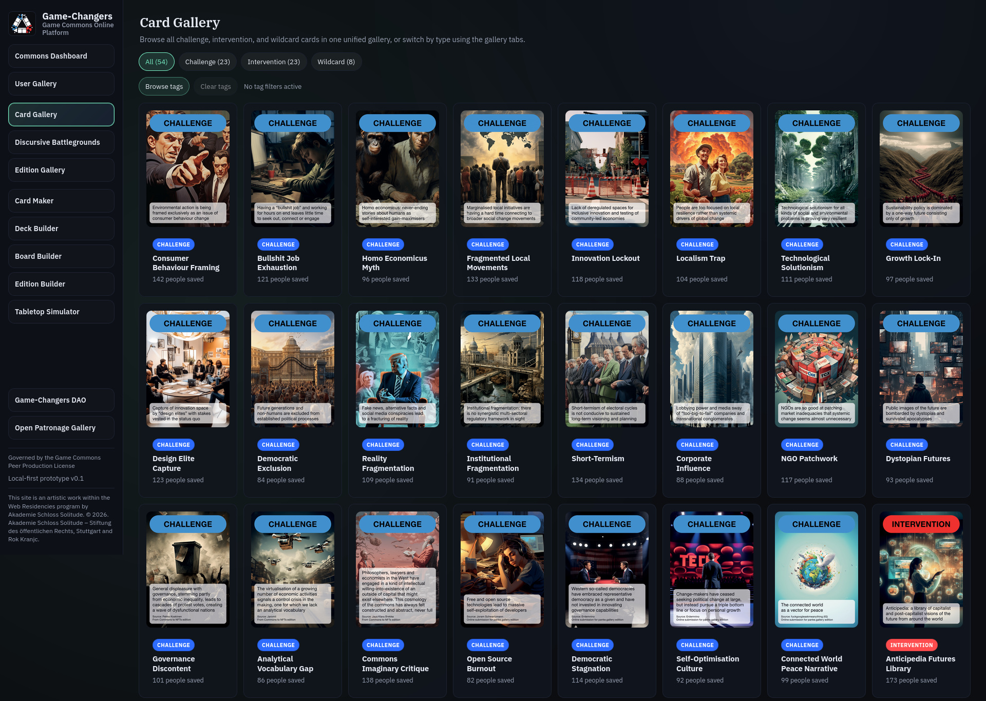 Game-Changers: The Game commons platform interface.